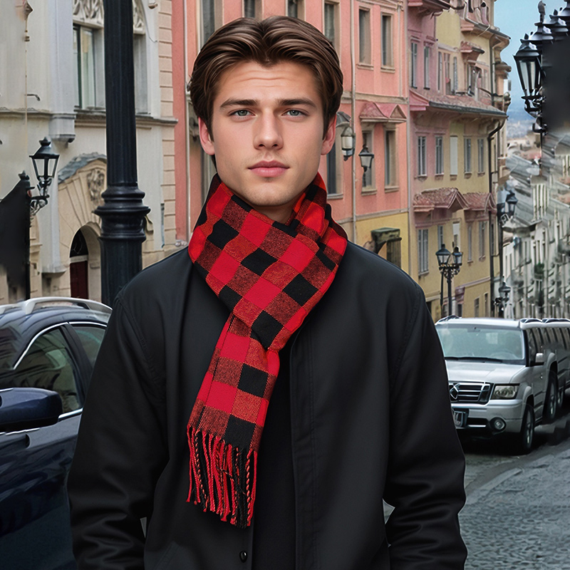 Novo design xadrez cachecol de - Muffler Men Wool avaliação e preço